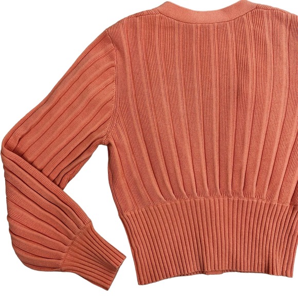 Aritzia Wilfred Plunge Front Cardigan Size Large Peach V-Neck Merino Wool Blend - Picture 8 of 14